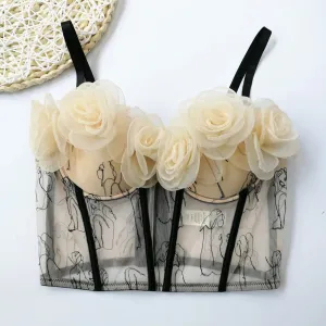 2025 Sexy Patchwork Floral Tank Top for Women – Square Collar Sleeveless Lace-Up Slimming Vest, Summer Fashion
