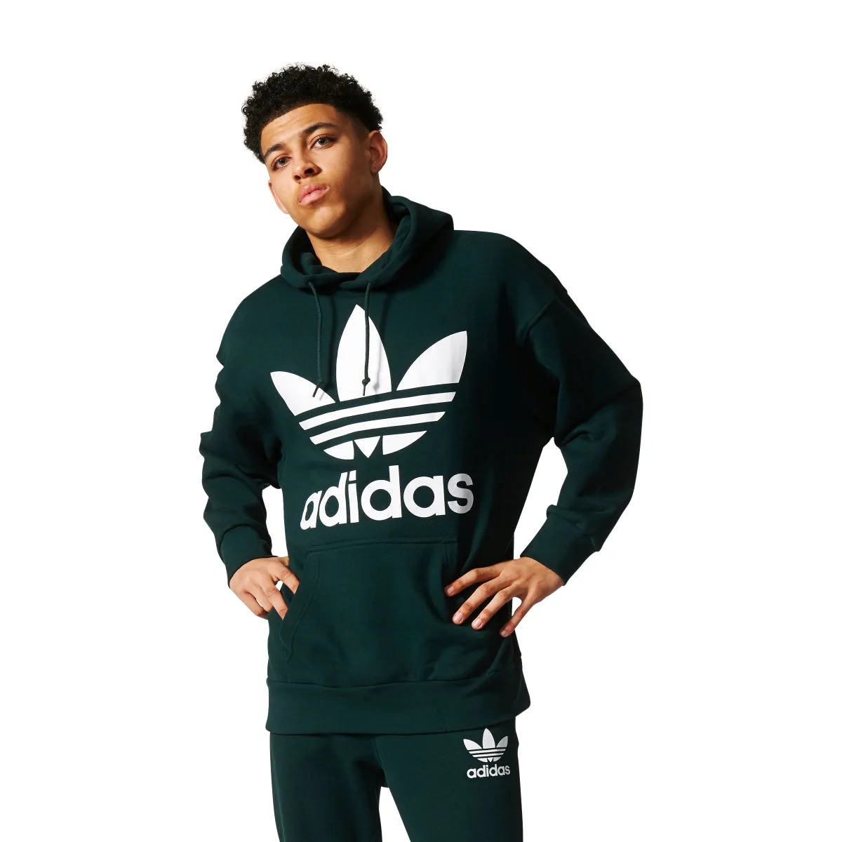 Adidas Originals Men's Athletic Casual Fashion Pull Over Hoodie Green/White