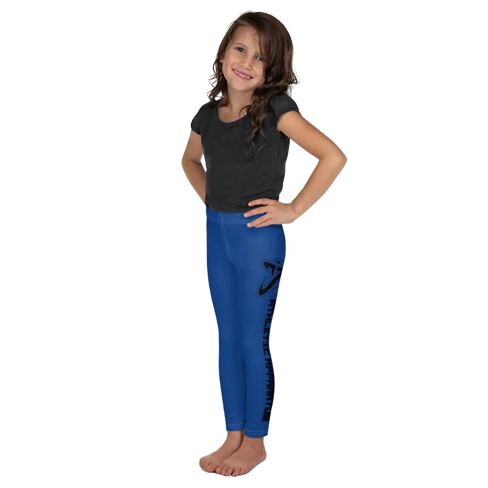 Athletic Apparatus Blue 2 Black logo White stitch Kid's Leggings