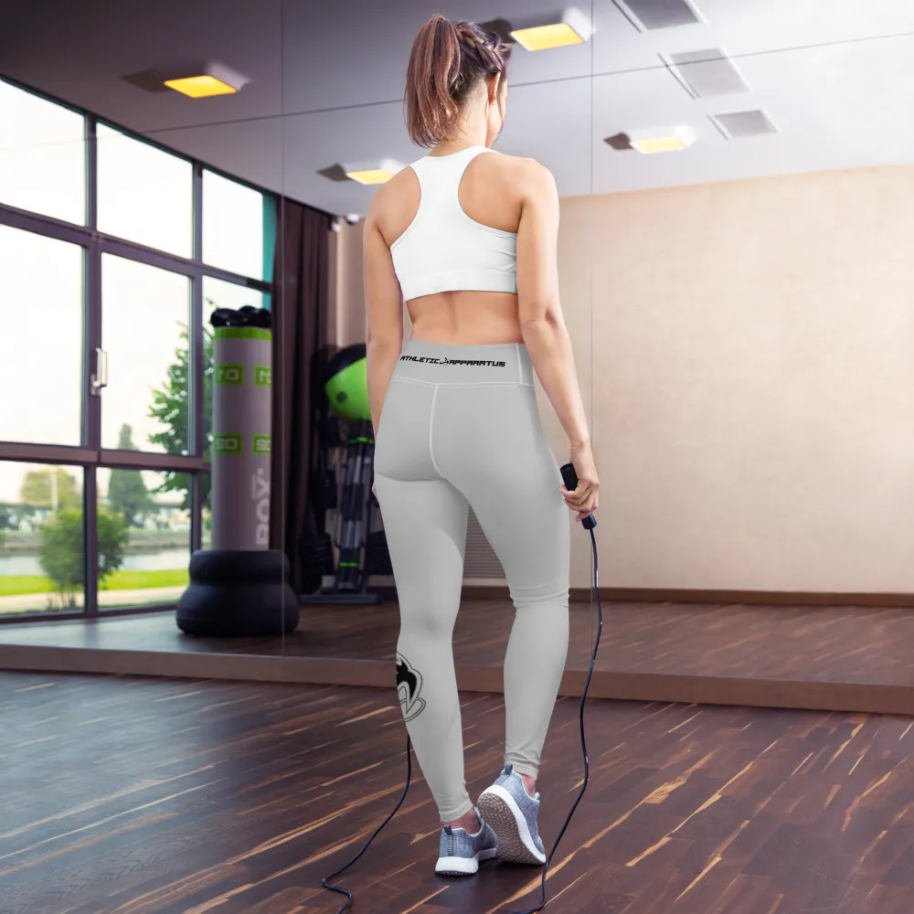 Athletic Apparatus Grey 2 Black logo White stitch V3 Yoga Leggings
