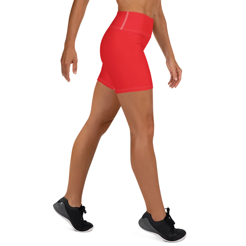 Athletic Apparatus Red 1 White stitch Yoga Shorts