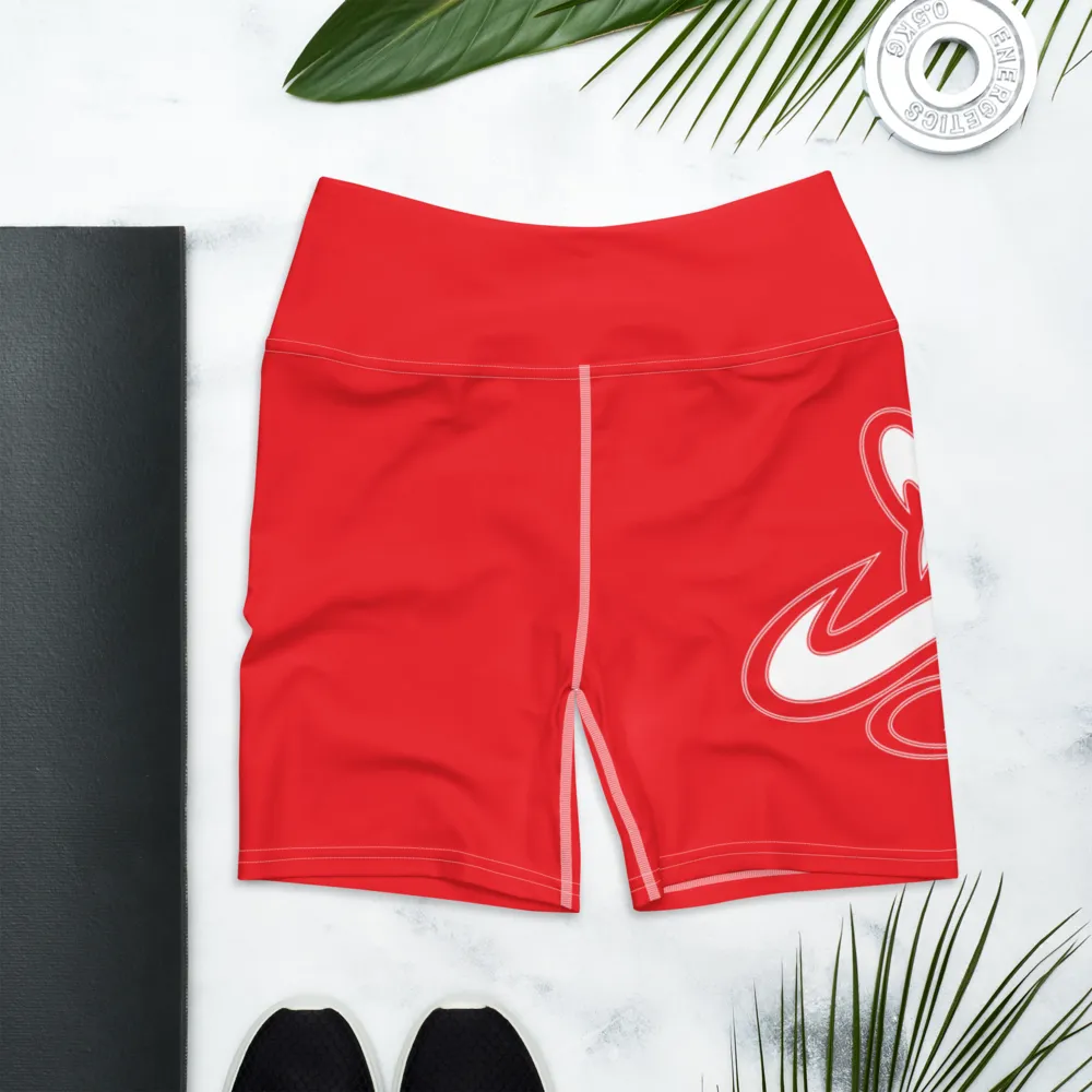 Athletic Apparatus Red 1 White stitch Yoga Shorts