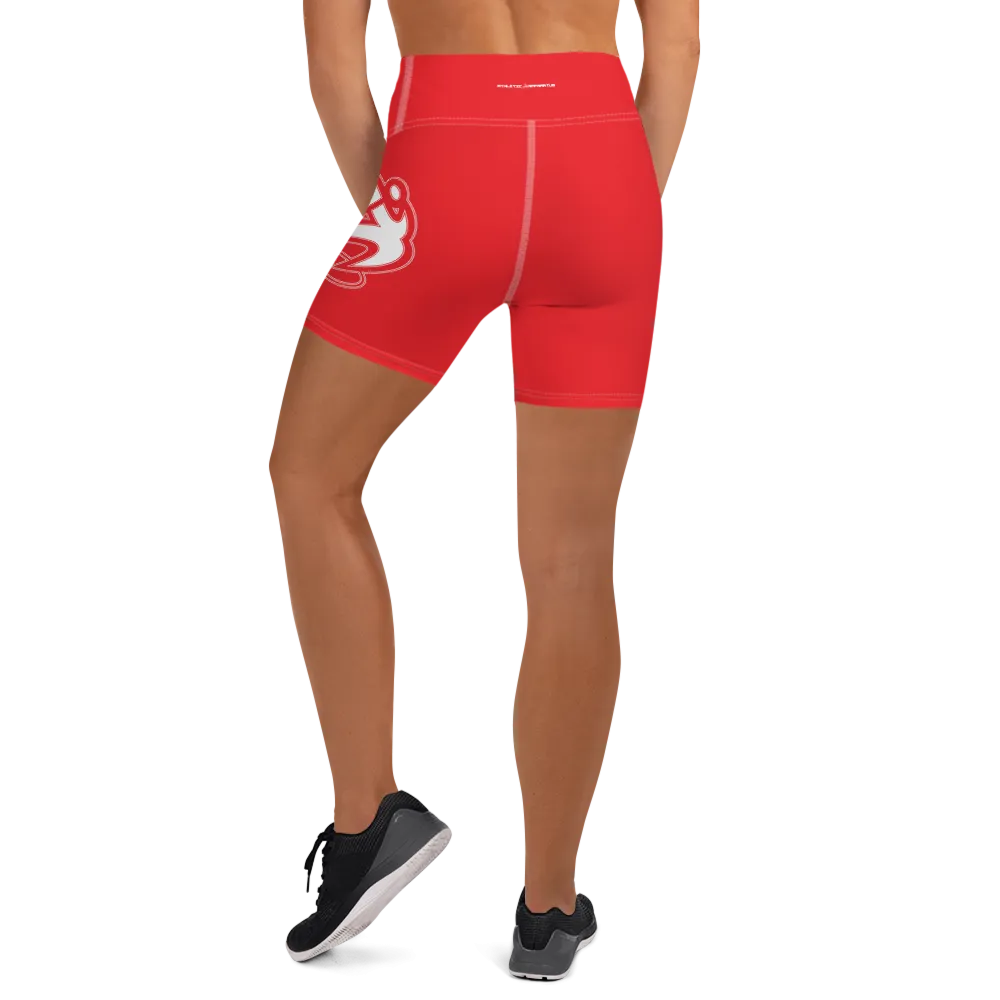 Athletic Apparatus Red 1 White stitch Yoga Shorts