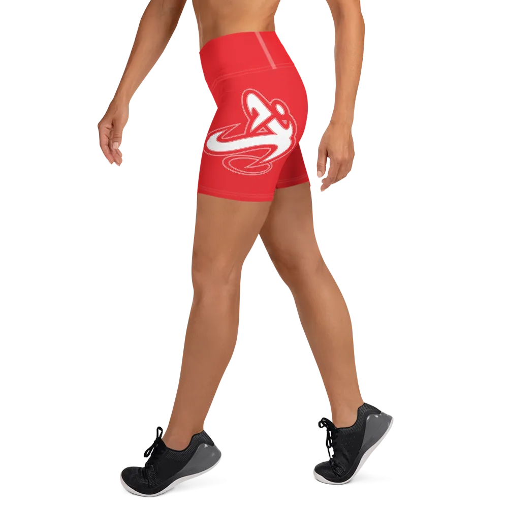 Athletic Apparatus Red 1 White stitch Yoga Shorts