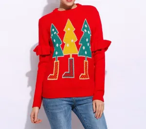 Autumn & Winter Warm Women's Loose Pullover With Christmas Trees