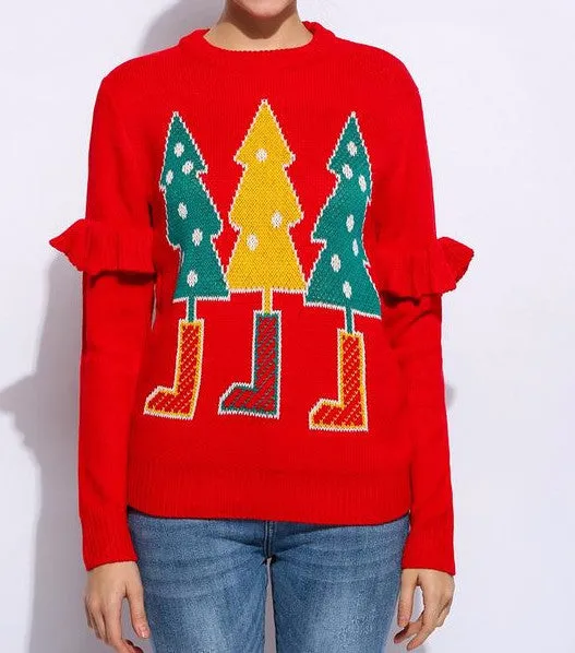 Autumn & Winter Warm Women's Loose Pullover With Christmas Trees