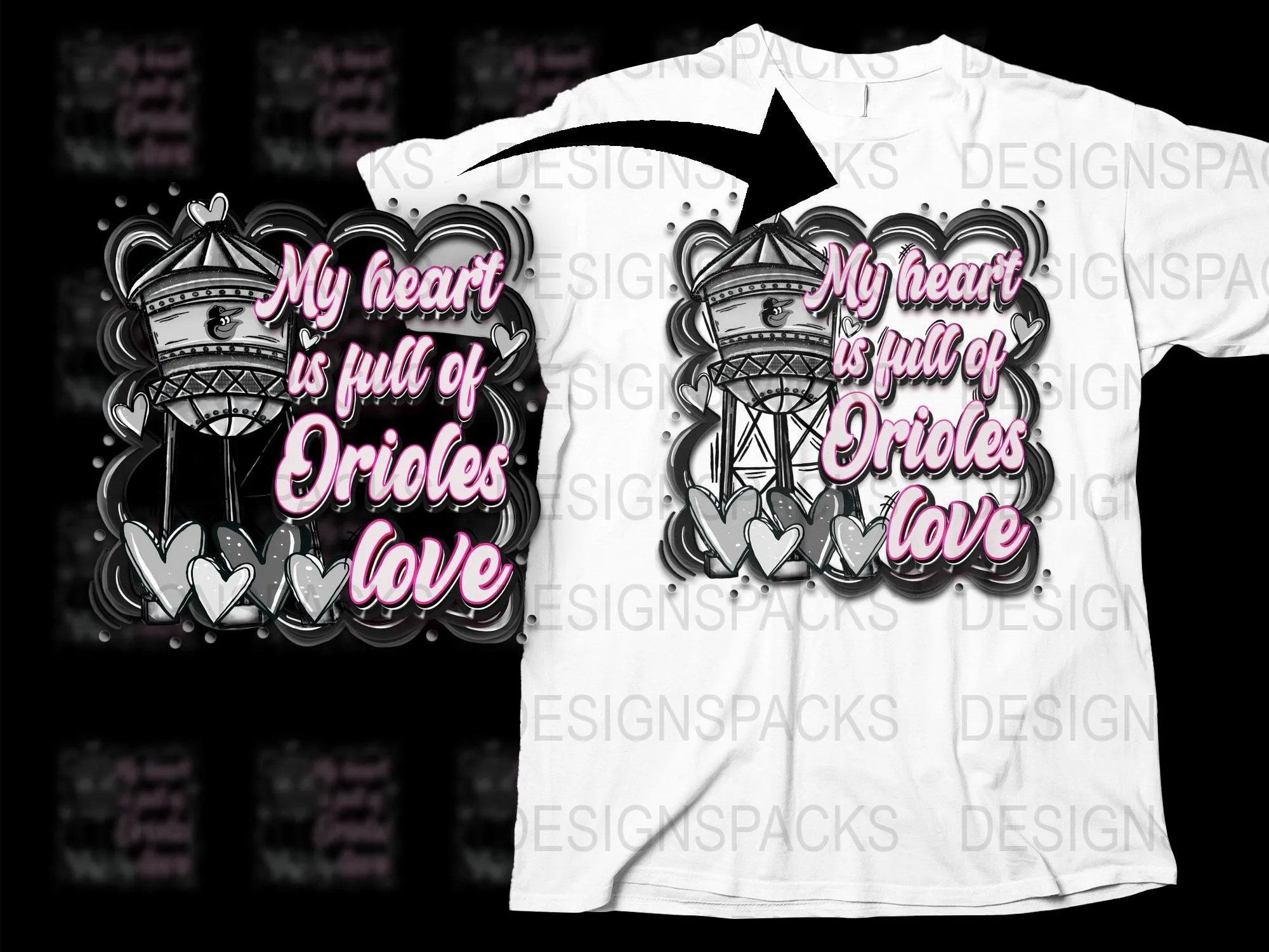 Baltimore Orioles Love Inspired Graphic Png Digital Download