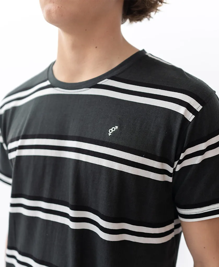 Bay Stripe Tee | Wash Black