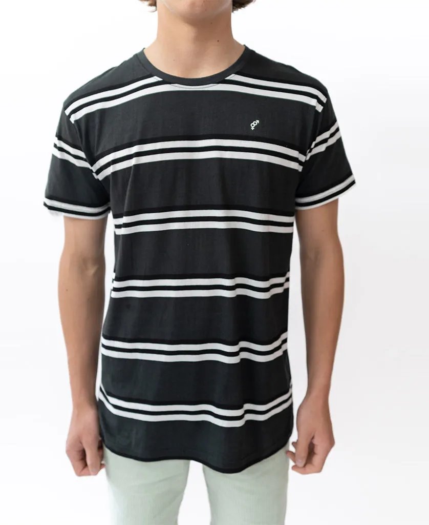 Bay Stripe Tee | Wash Black