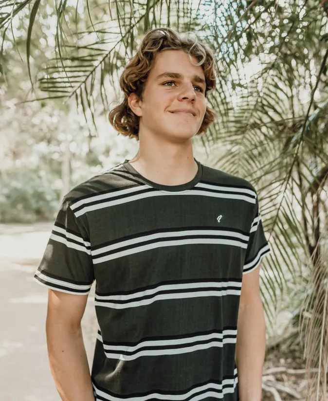 Bay Stripe Tee | Wash Black