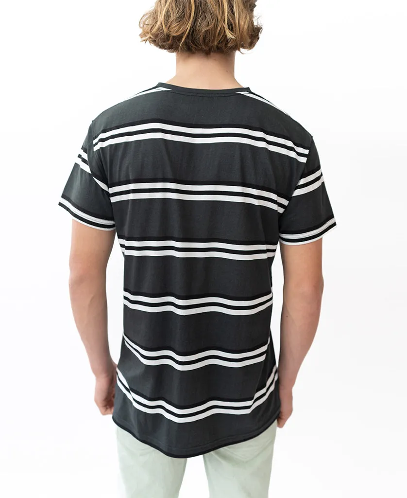 Bay Stripe Tee | Wash Black