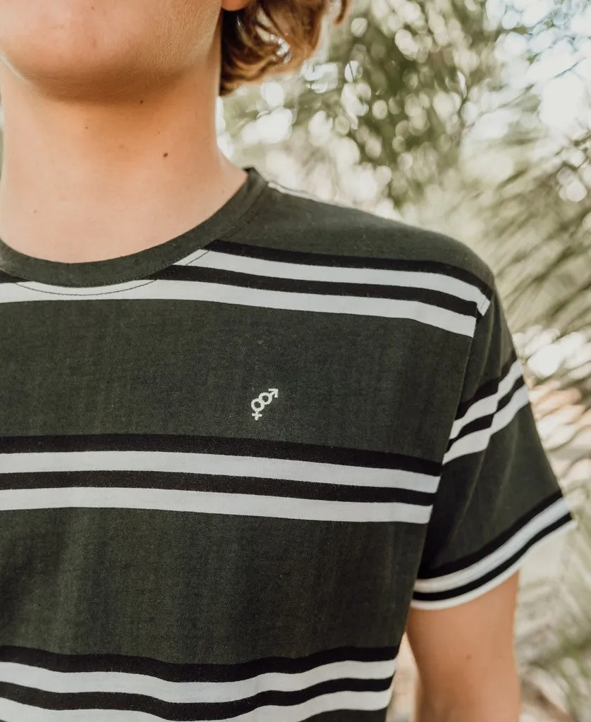 Bay Stripe Tee | Wash Black