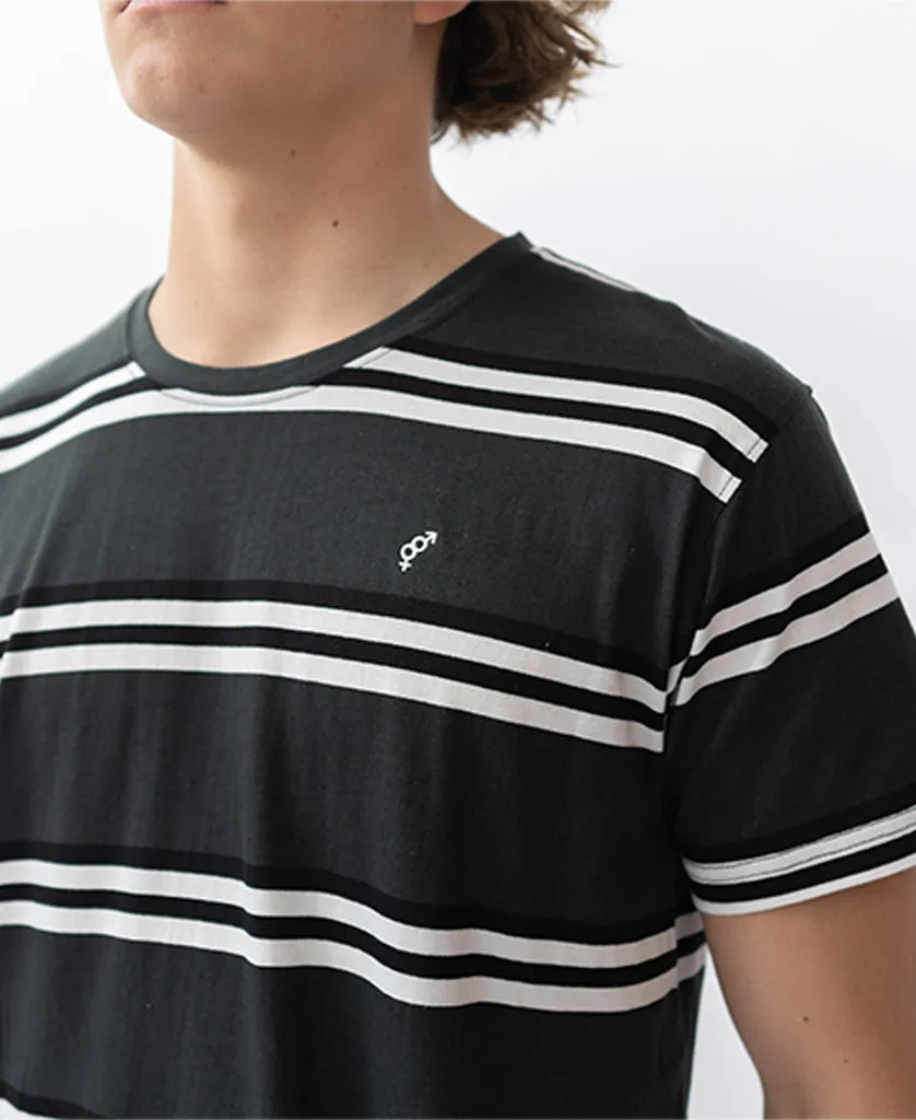Bay Stripe Tee | Wash Black