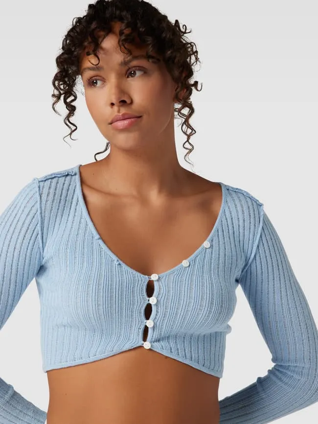 BDG Urban Outfitters Cropped Structured Cardigan, Light Blue