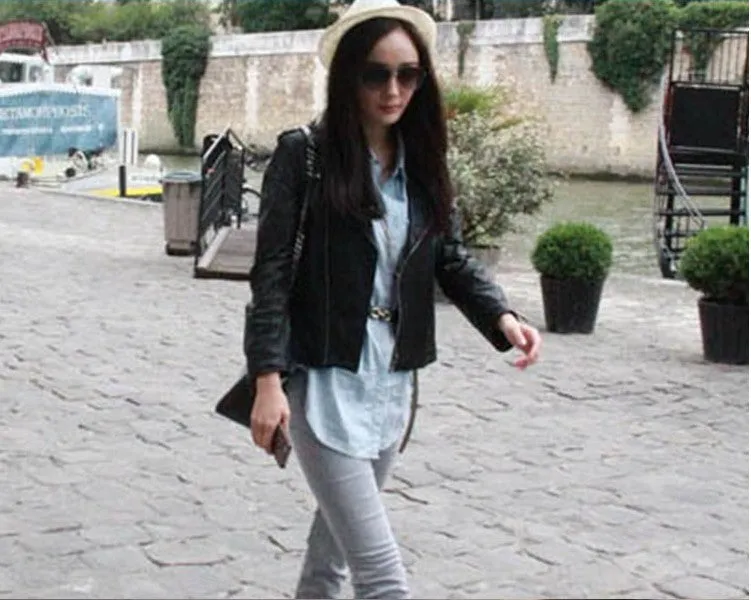 Bike Short Slim Look Cardigan PU Jacket Women Jacket Outerwear