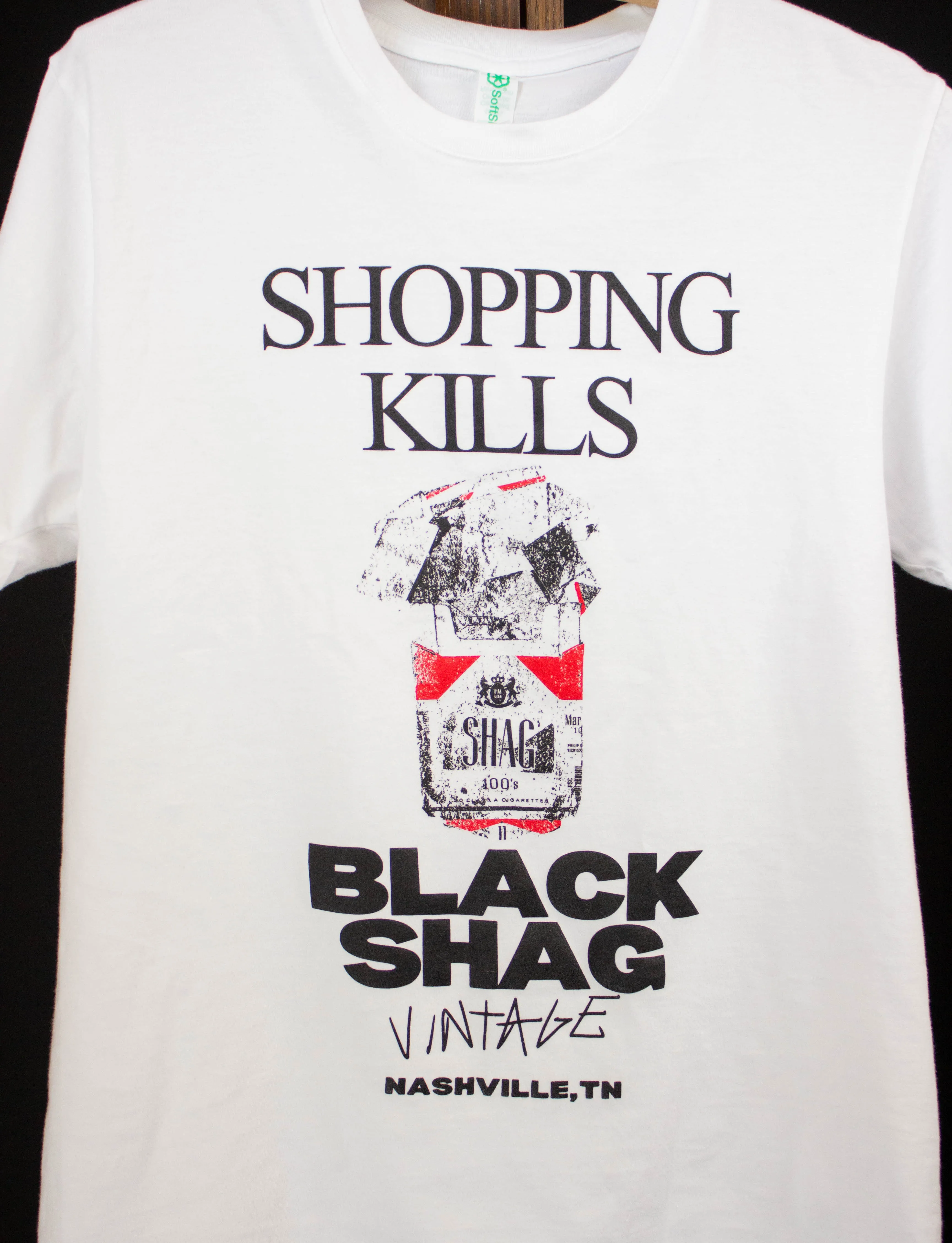 Black Shag Vintage x Dead End Career Club "Shopping Kills" T Shirt Small to 2XL