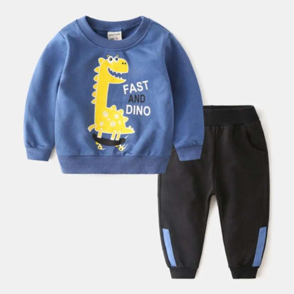 Boys Cartoon Aniaml Dinosaur Pattern Top & Pants Little Boy Boutique Wholesale