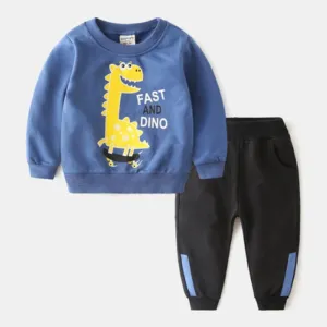 Boys Cartoon Aniaml Dinosaur Pattern Top & Pants Little Boy Boutique Wholesale
