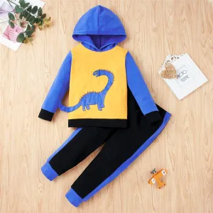 Boys Hooded Dinosaur Pattern Long Sleeve Jumper & Pants Kid Apparel Wholesale