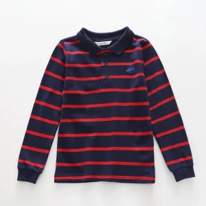 Boys' Racing Red Stripe Long-Sleeve Polo
