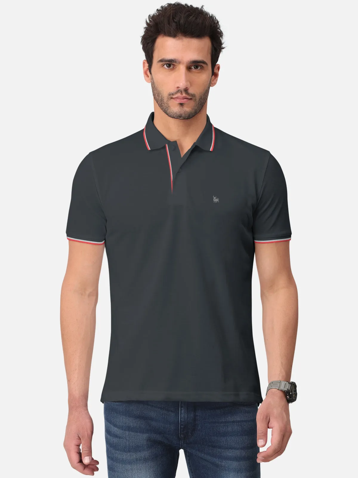 BULLMER  Solid Half Sleeve Collar Neck / Polo Tshirts for Men