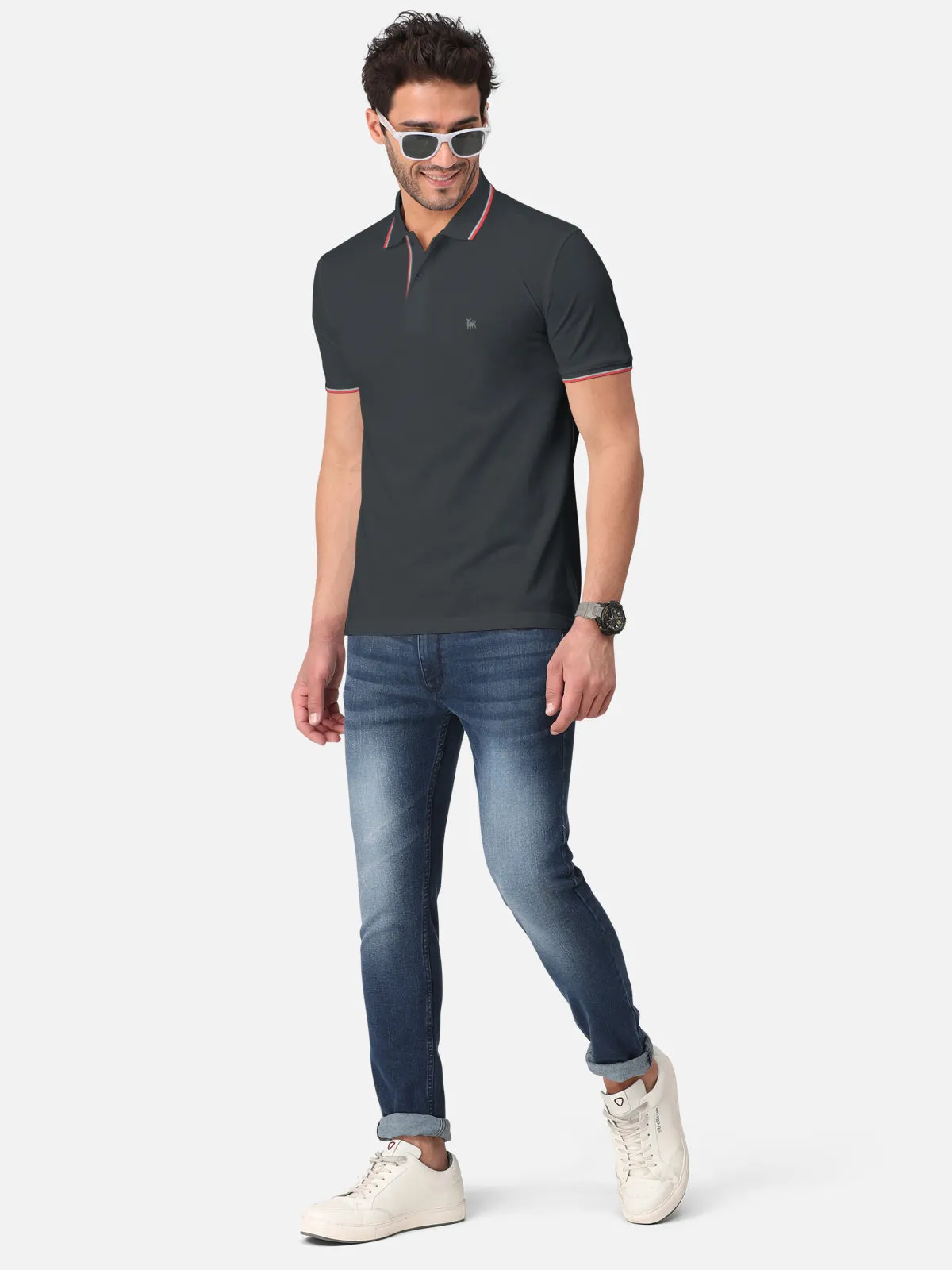 BULLMER  Solid Half Sleeve Collar Neck / Polo Tshirts for Men