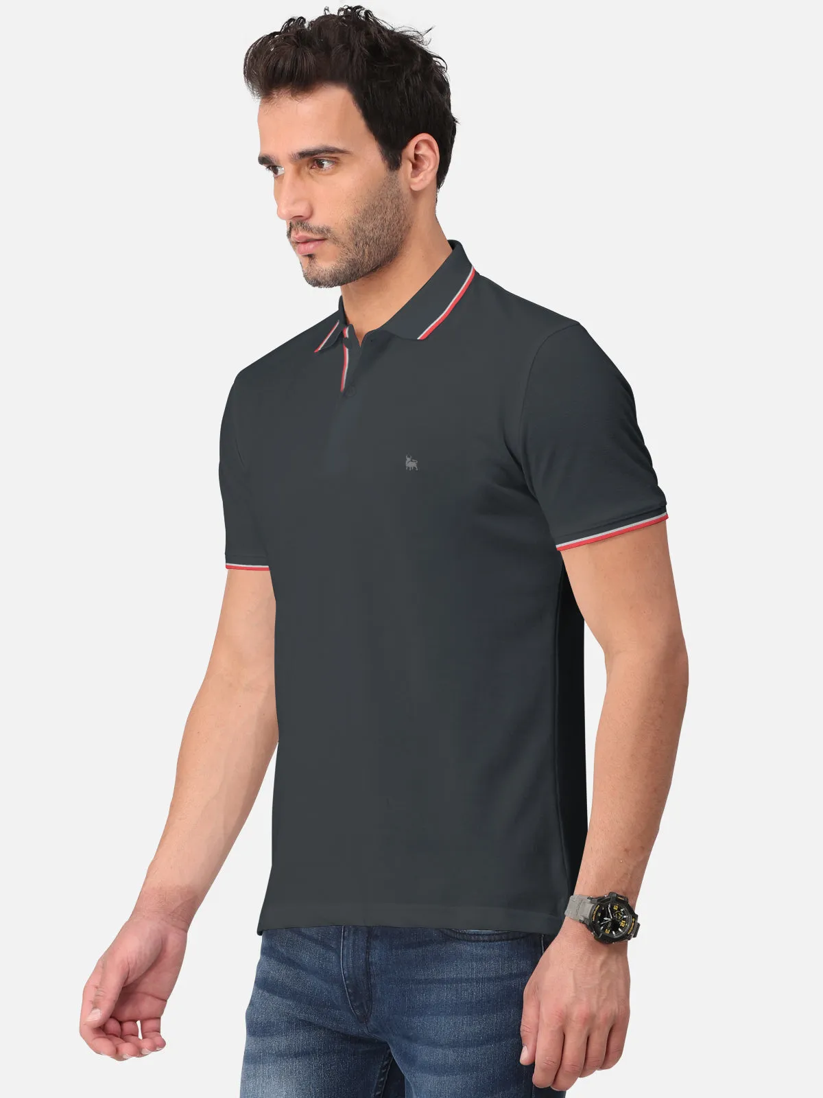 BULLMER  Solid Half Sleeve Collar Neck / Polo Tshirts for Men