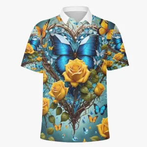 Butterfly & Roses Polo Shirt
