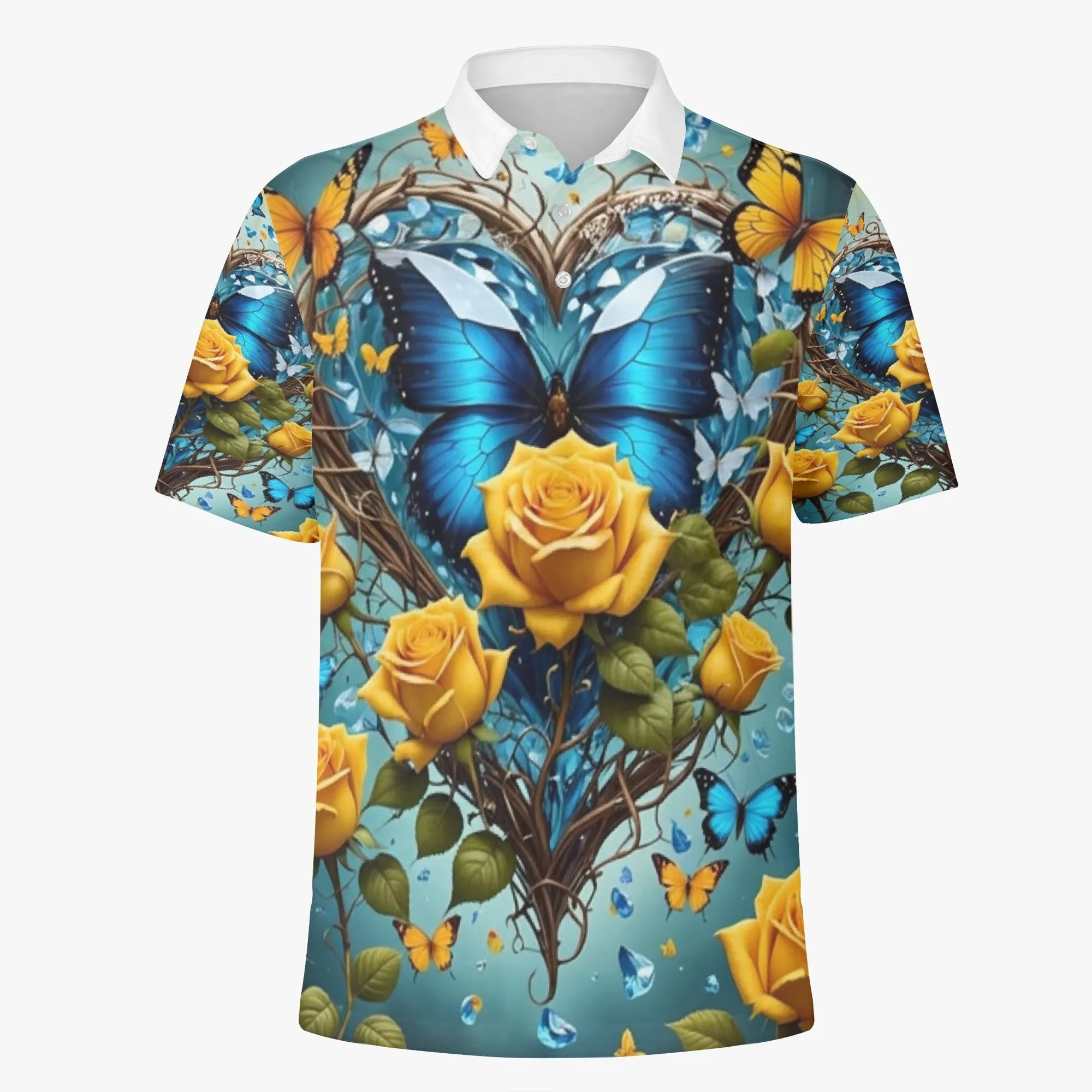 Butterfly & Roses Polo Shirt