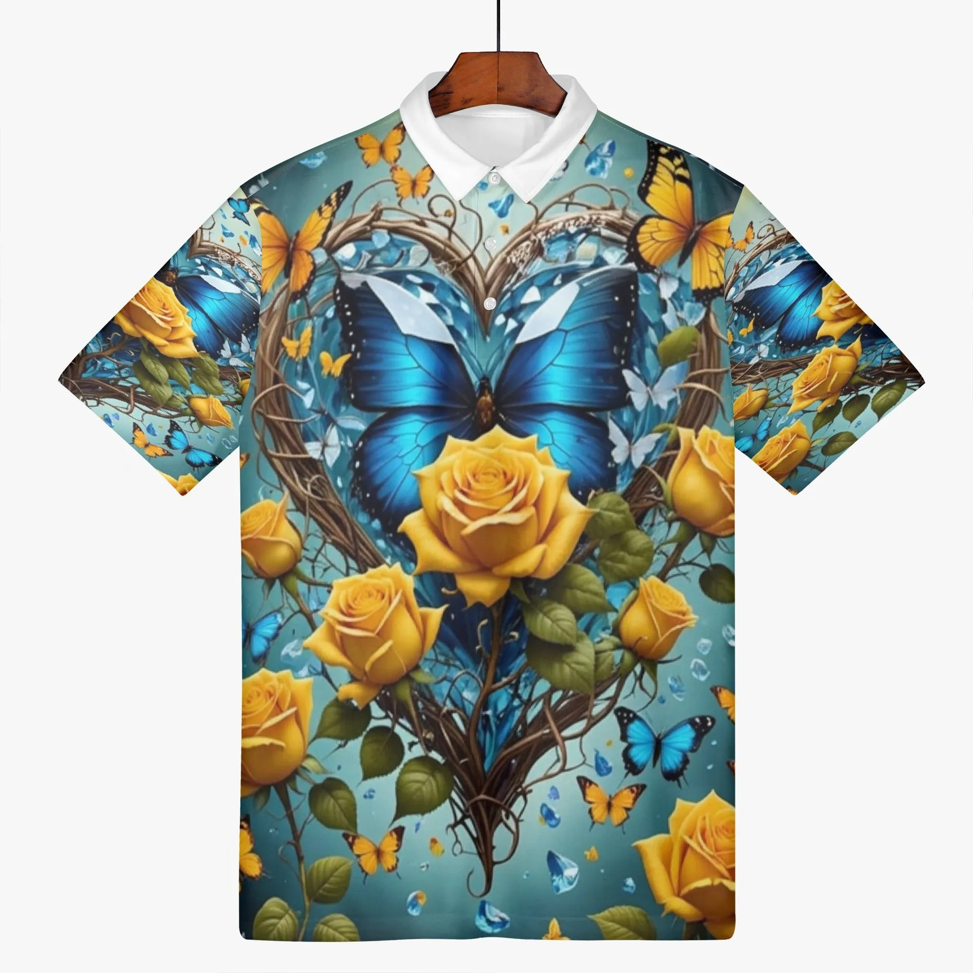 Butterfly & Roses Polo Shirt