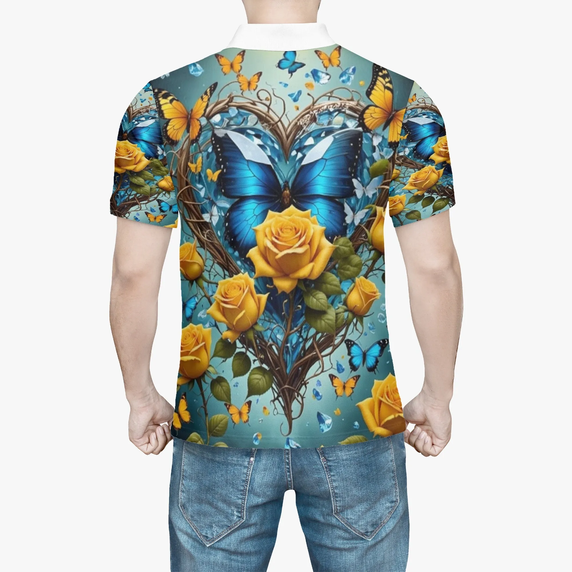 Butterfly & Roses Polo Shirt