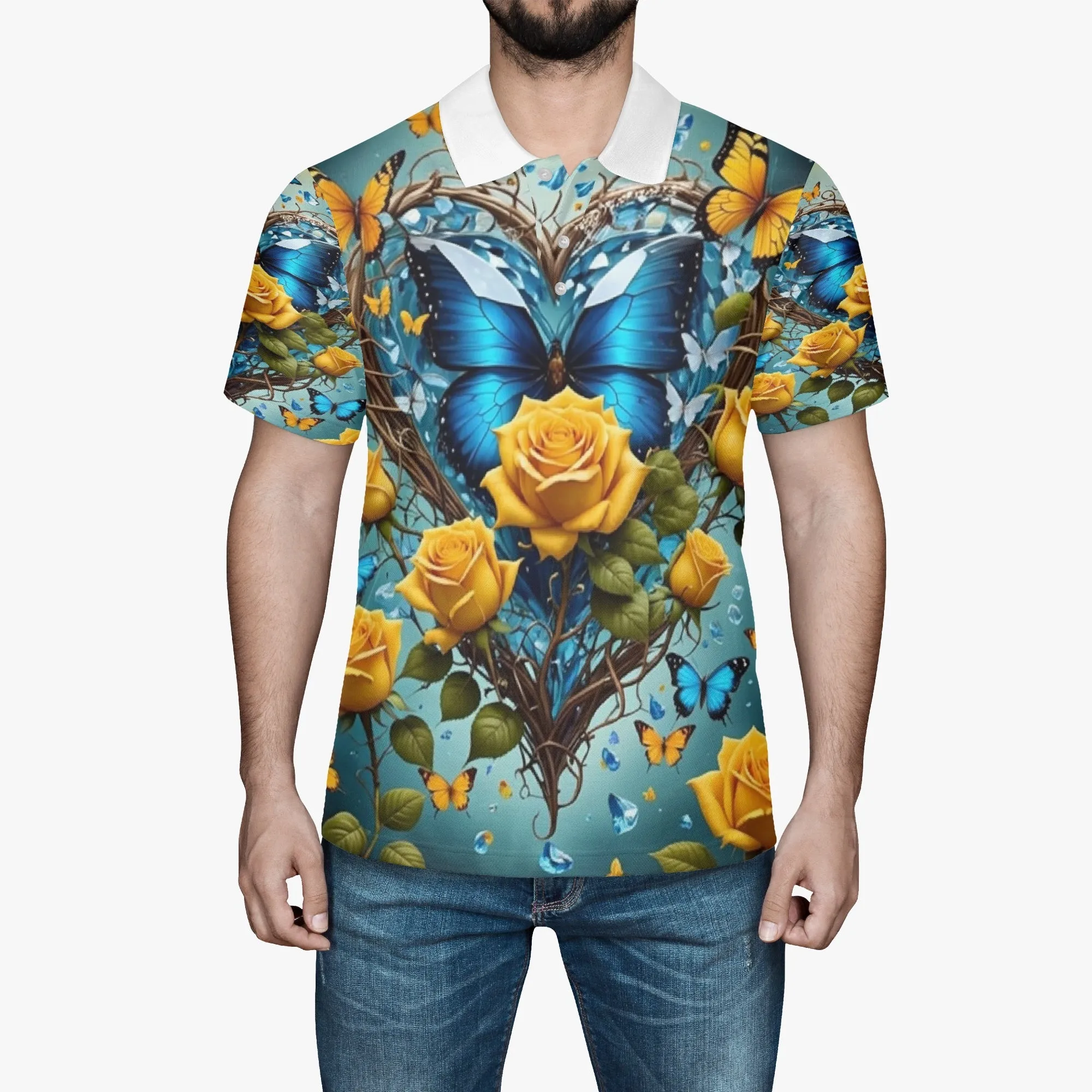 Butterfly & Roses Polo Shirt
