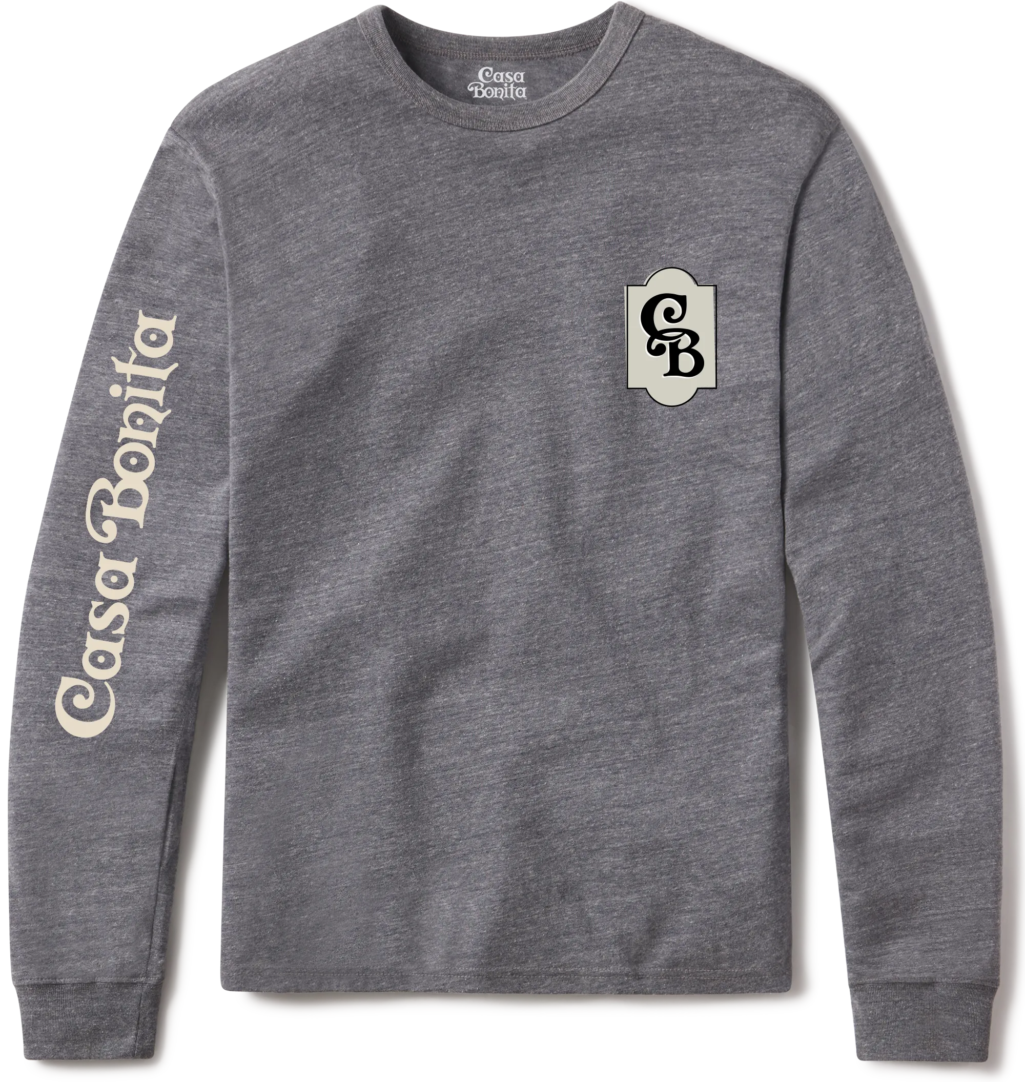 Casa Bonita Heather Gray Offset Monogram Long Sleeve T-Shirt