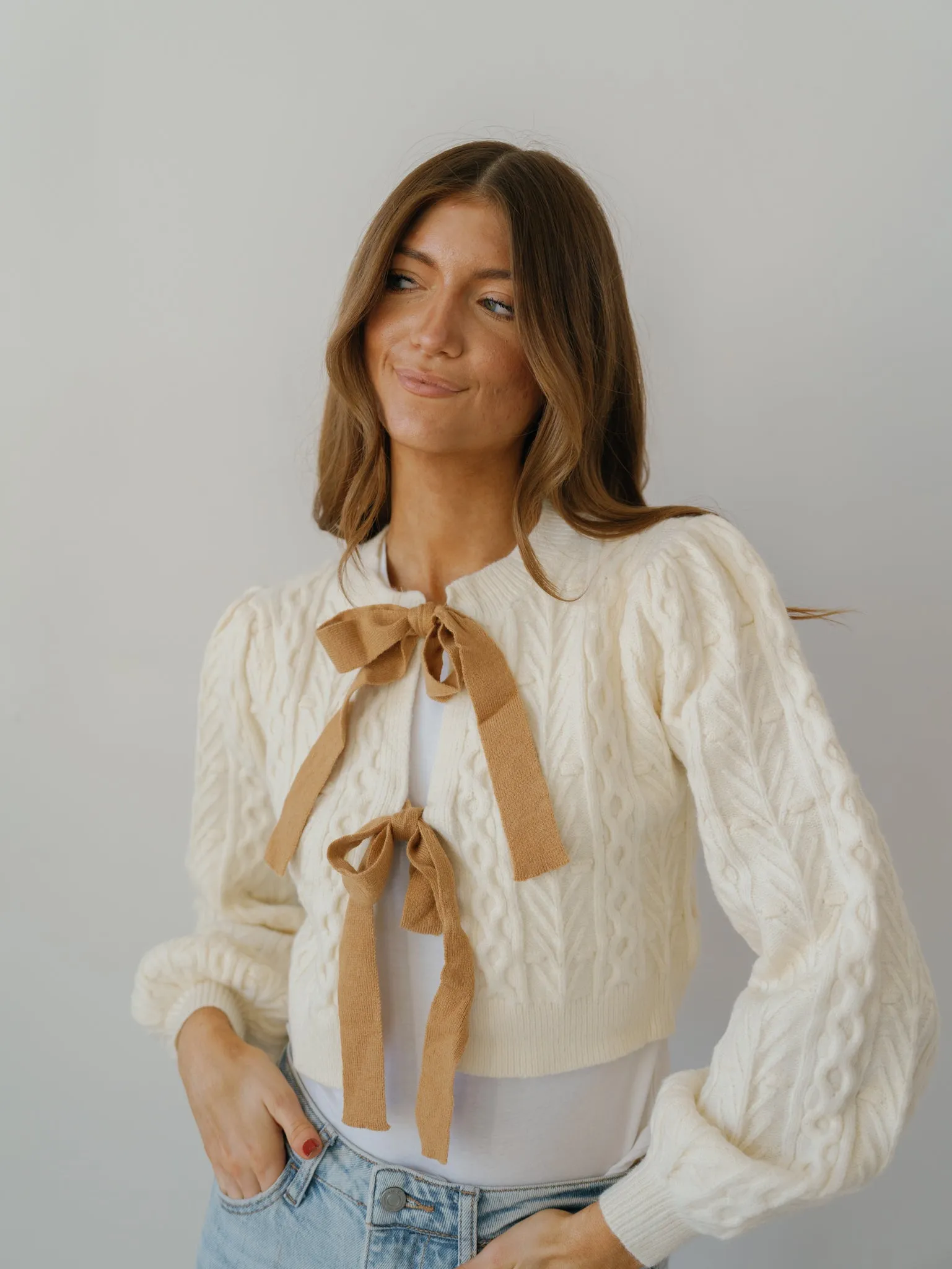 Cassidy Cardigan - Cream/Brown