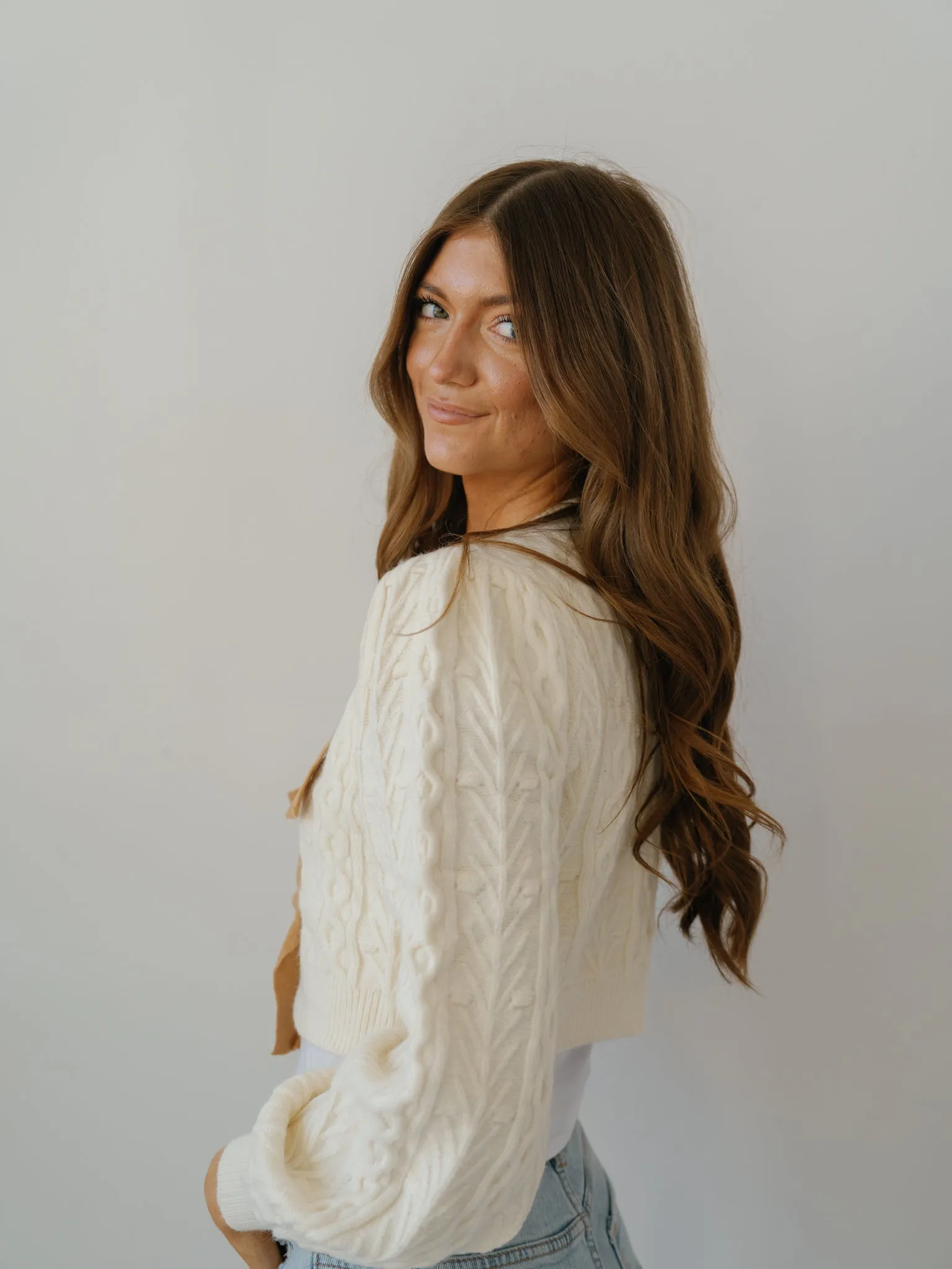 Cassidy Cardigan - Cream/Brown