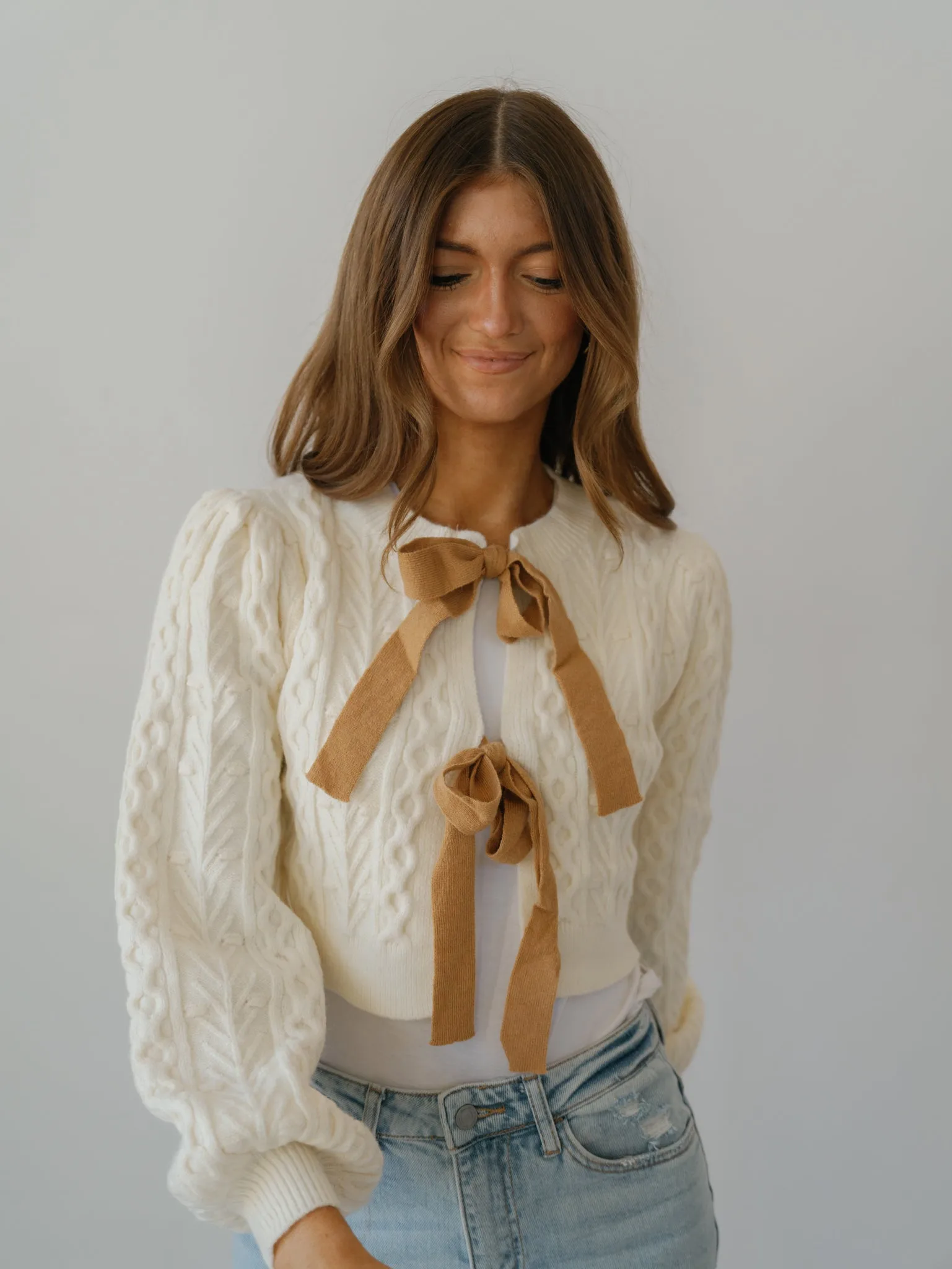 Cassidy Cardigan - Cream/Brown