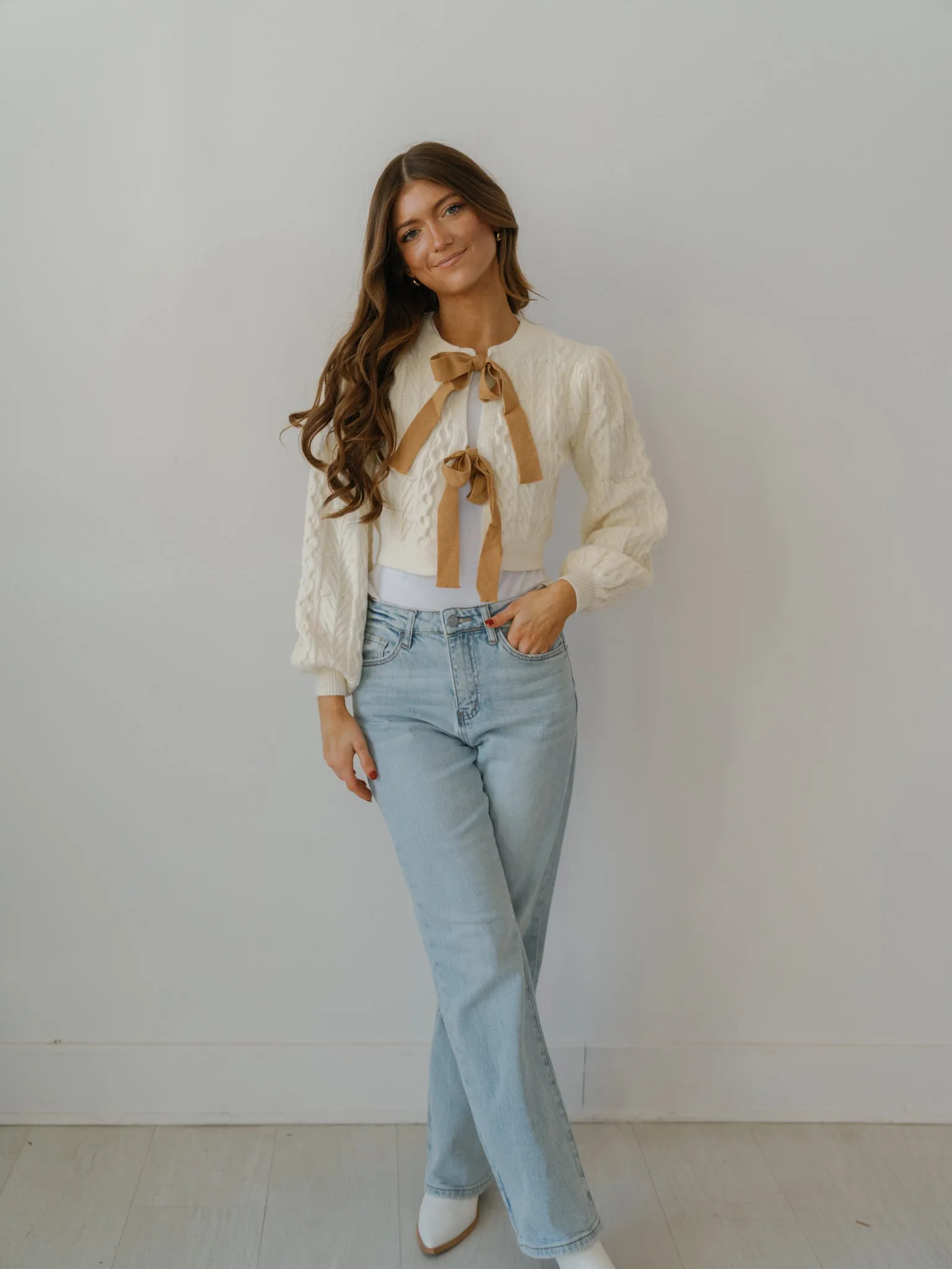 Cassidy Cardigan - Cream/Brown