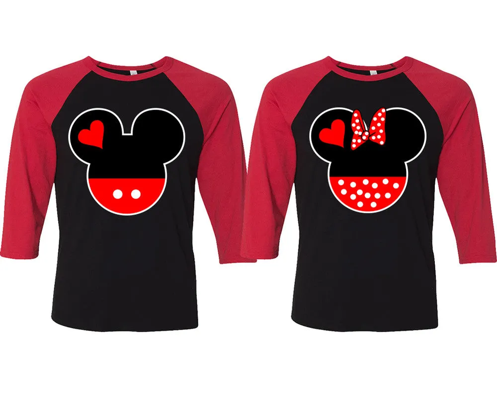 Classic Cartoon Mouse Duo: Stylish Baseball T-Shirts for Couples – Sold Separately in Unique Designs