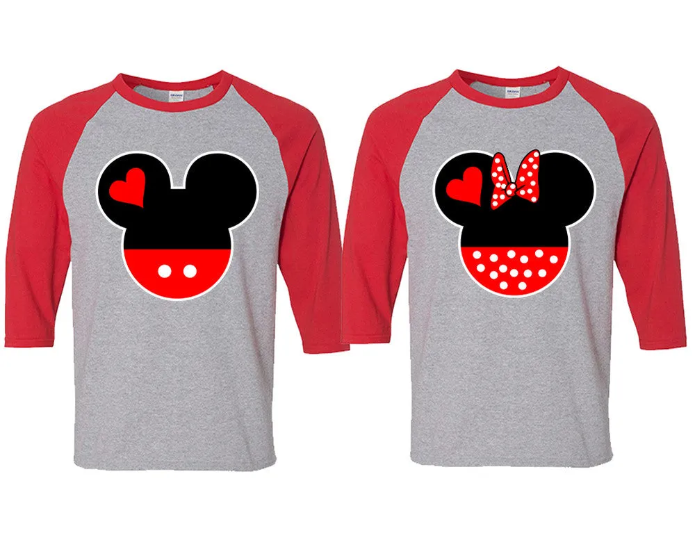 Classic Cartoon Mouse Duo: Stylish Baseball T-Shirts for Couples – Sold Separately in Unique Designs