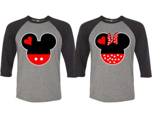 Classic Cartoon Mouse Duo: Stylish Baseball T-Shirts for Couples – Sold Separately in Unique Designs