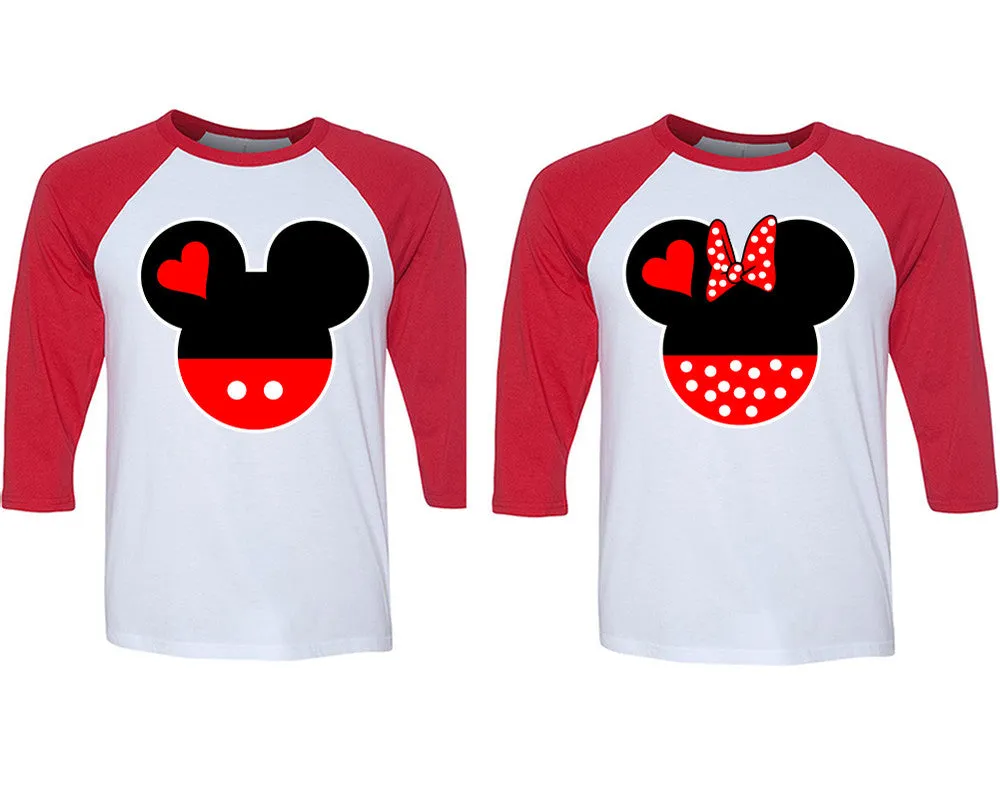 Classic Cartoon Mouse Duo: Stylish Baseball T-Shirts for Couples – Sold Separately in Unique Designs