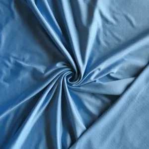 Country Blue Poly Lycra Fleece Back Knit Fabric - 25" Remnant