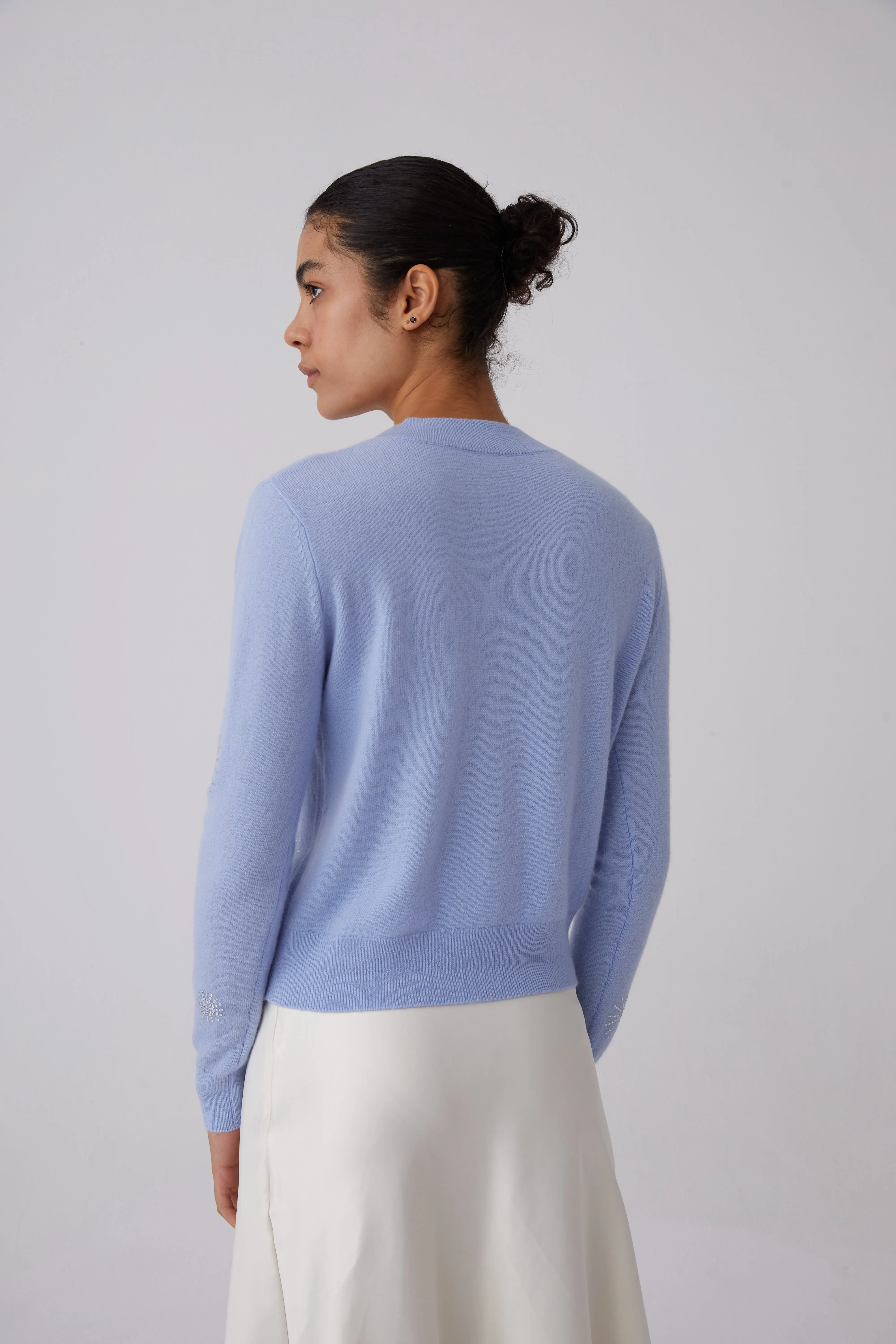 Crystal Embellished Snowflake Cashmere Sweater