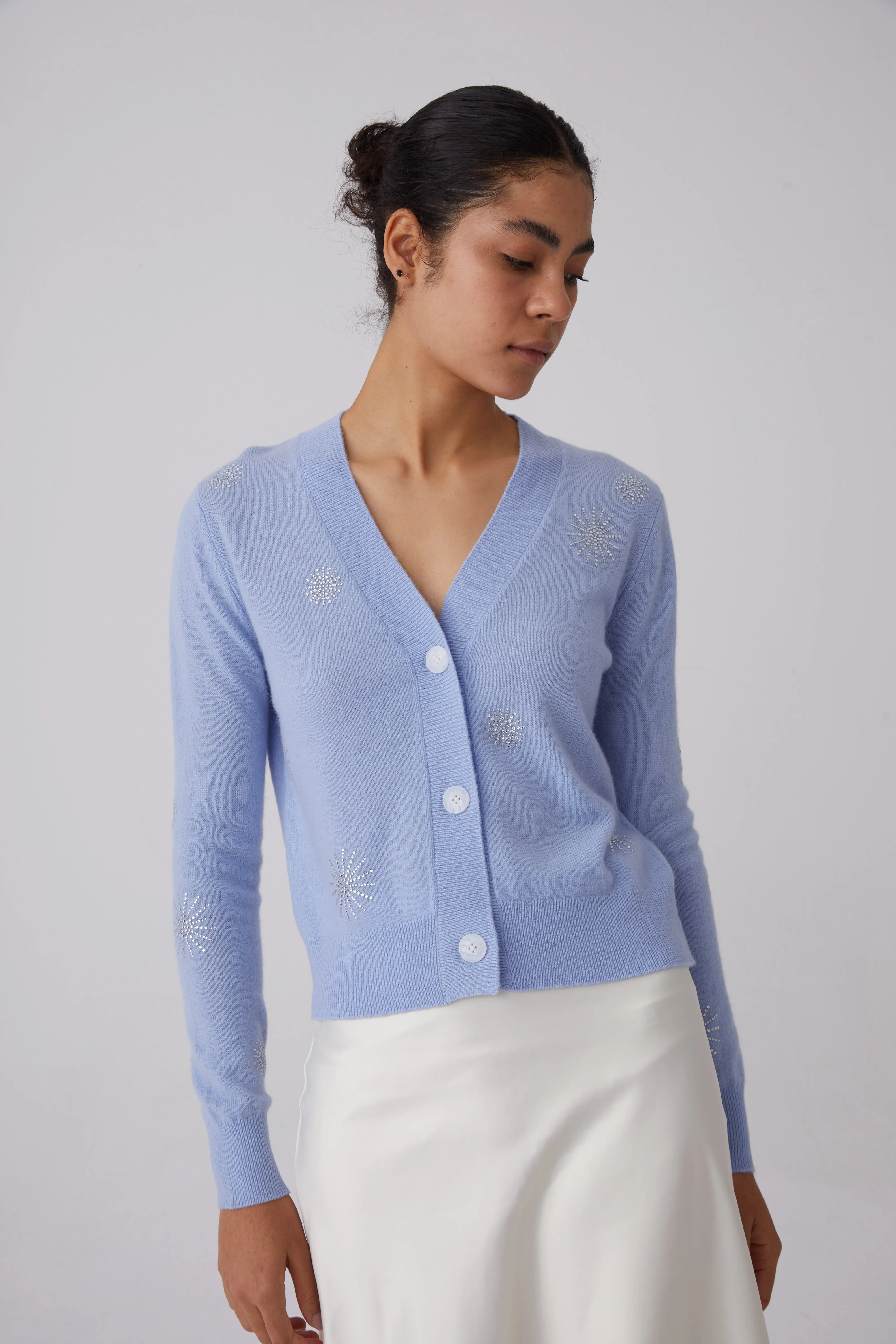 Crystal Embellished Snowflake Cashmere Sweater
