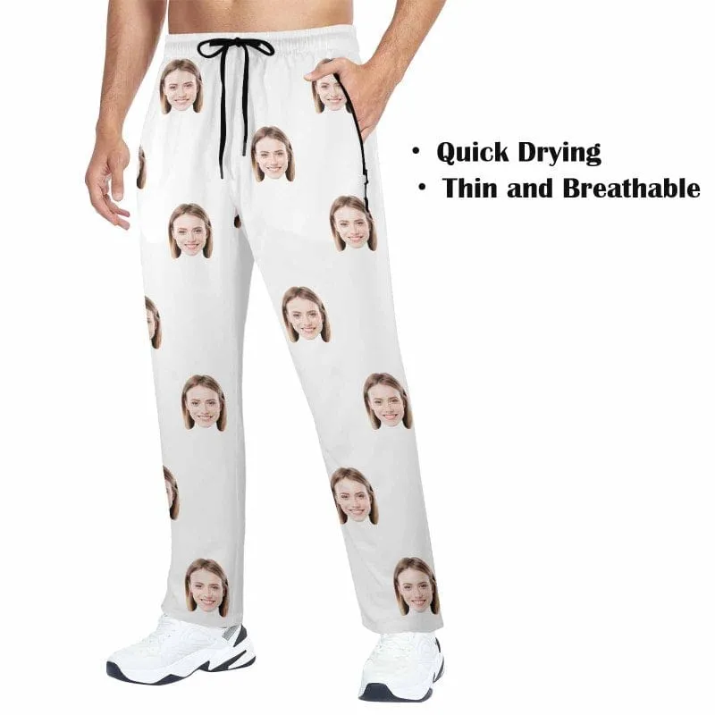 Custom Face Quick Dry Pants Multicolor Couple's All Over Print Casual Elastic Drawstring Pants