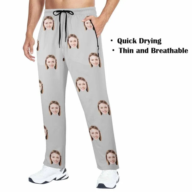 Custom Face Quick Dry Pants Multicolor Couple's All Over Print Casual Elastic Drawstring Pants