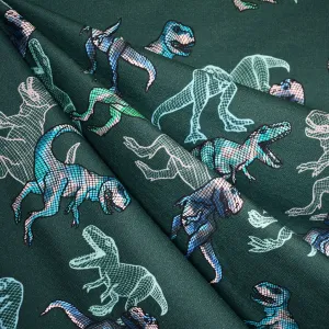 Dinosaur Animation Digital Print Light Sweatshirt Fleece Evergreen