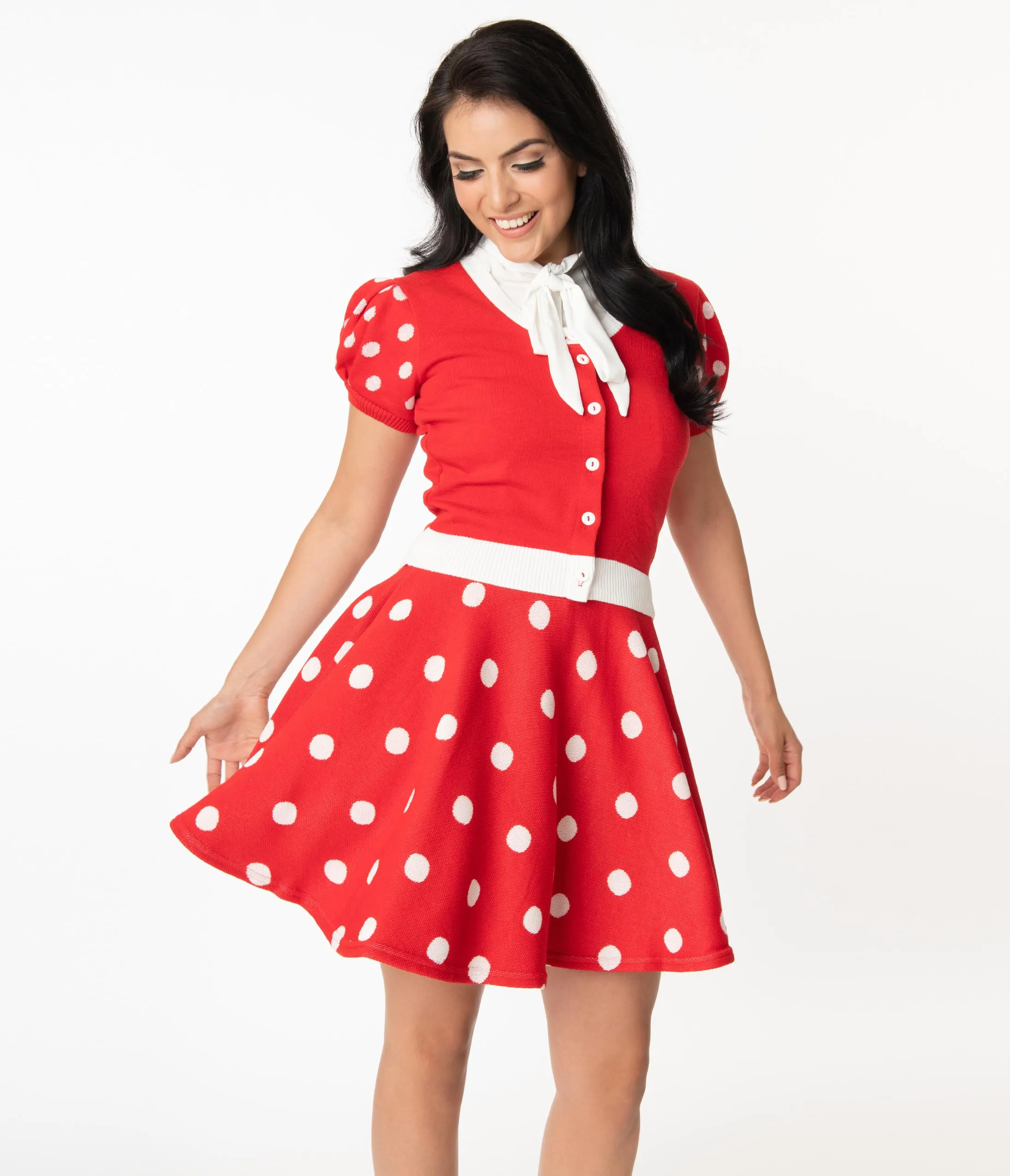 Elhoffer Design Red Polka Dot Mouse Princess Cardigan