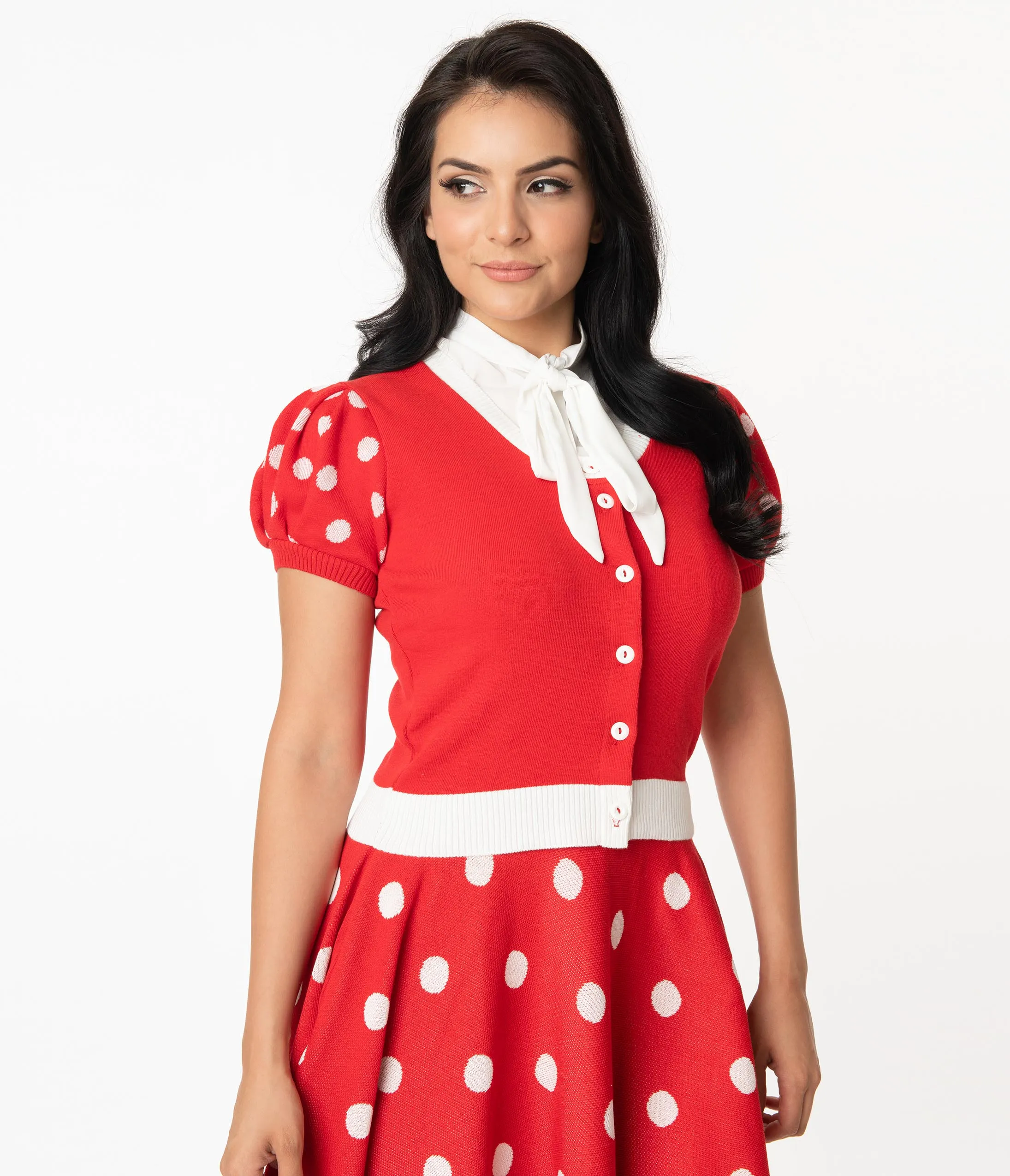 Elhoffer Design Red Polka Dot Mouse Princess Cardigan