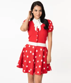 Elhoffer Design Red Polka Dot Mouse Princess Cardigan